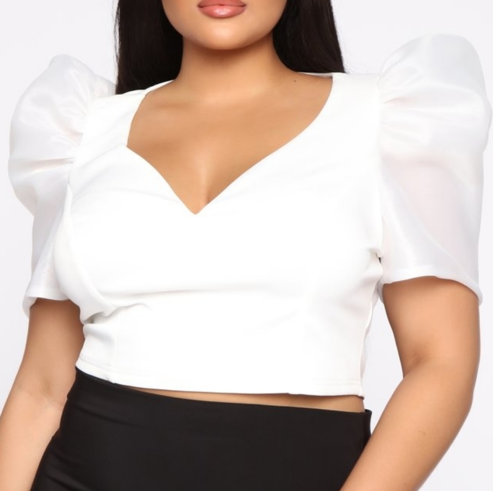 SOLD OUT at Fashion Nova Mesh Sleeve Crop Top